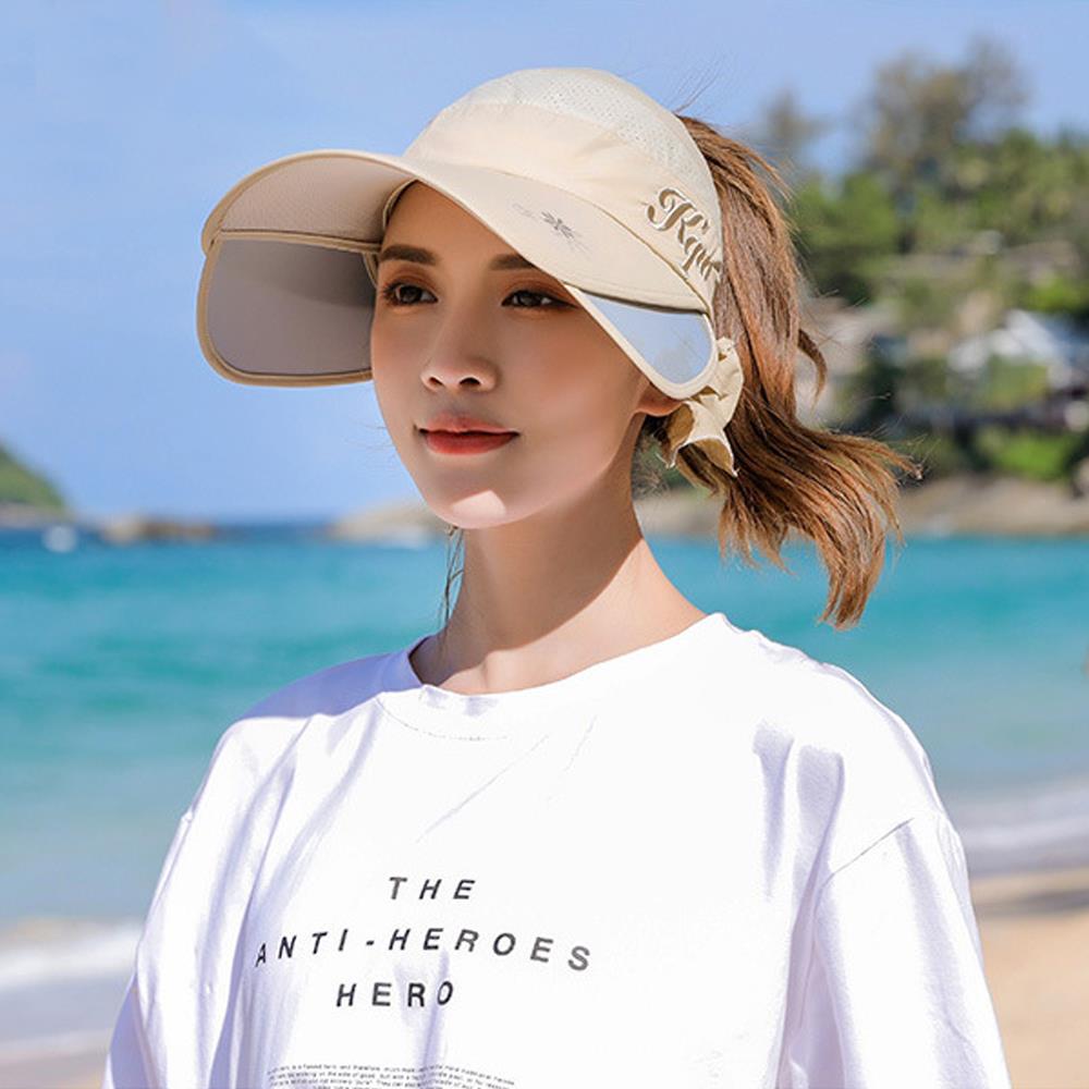 Gorra de playa con protección solar, sombreros de sol para mujer, sombrero con viseras, visera retráctil, gorra de viaje, ropa portátil, sombrero de ventilación para exteriores