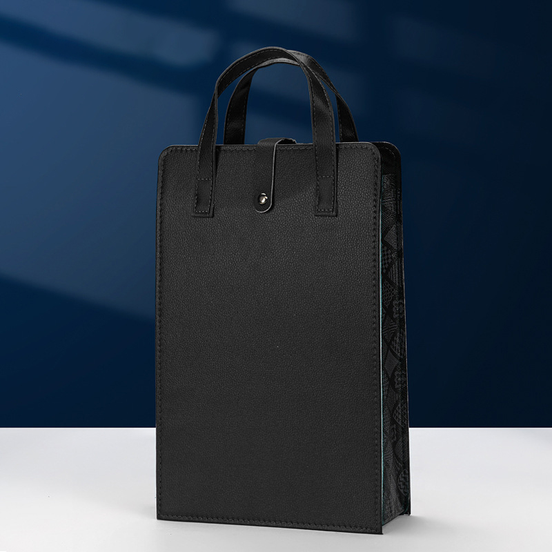 Vikbar läderväska för vinbärare, återanvändbara vinbärare, handväska, dubbel rödvinslåda med handtag, förpackningslådor för champagneflaskor: Ljusgrön