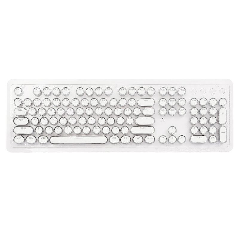 104 Keys Retro Round Keycaps Double Shot DIY Typewriter Keycap for Backlit Mechanical Keyboard Circular Key Cap: White