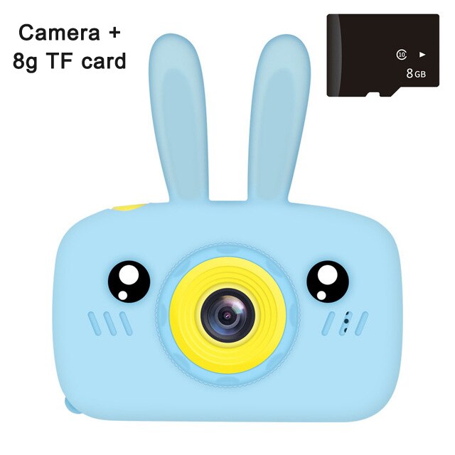 Toy Camera Mini Camera Kids Toys Cartoon Digital Camera Baby Toys 12.0M with 2.0 Inch IPS Screen Children Educational Toys: blue 8g tf card