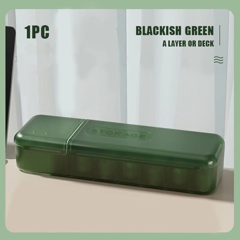 Kabelorganizer Box Draagbaar met 7-compartiment Datakabel Opbergdoos Voor Thuiskantoor Organisatie Oplader Snoer Voor Elektronica: green
