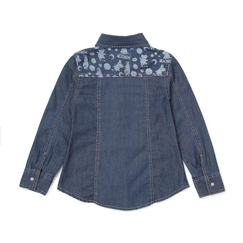 Moomin piger skjorte efterår 100%  nylon piger langærmet skjorte bredstof unisex blå jeans skjorte