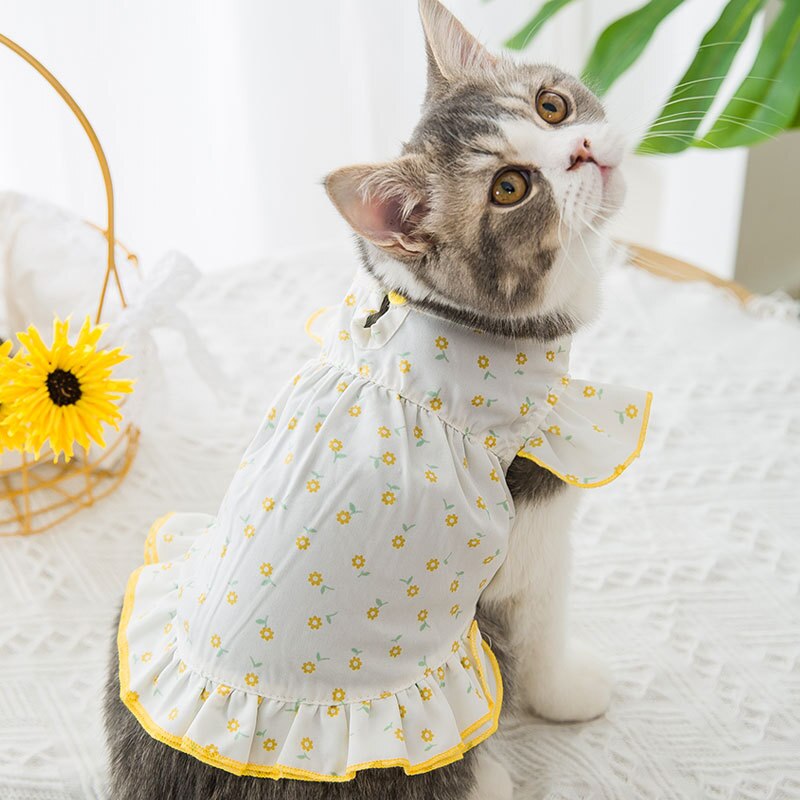 Bloemen Huisdier Kleding En Najaar Dunne Teddybeer Zomer Kleine Puppy Hond Kat Lente Rok Cat Princess Kleding