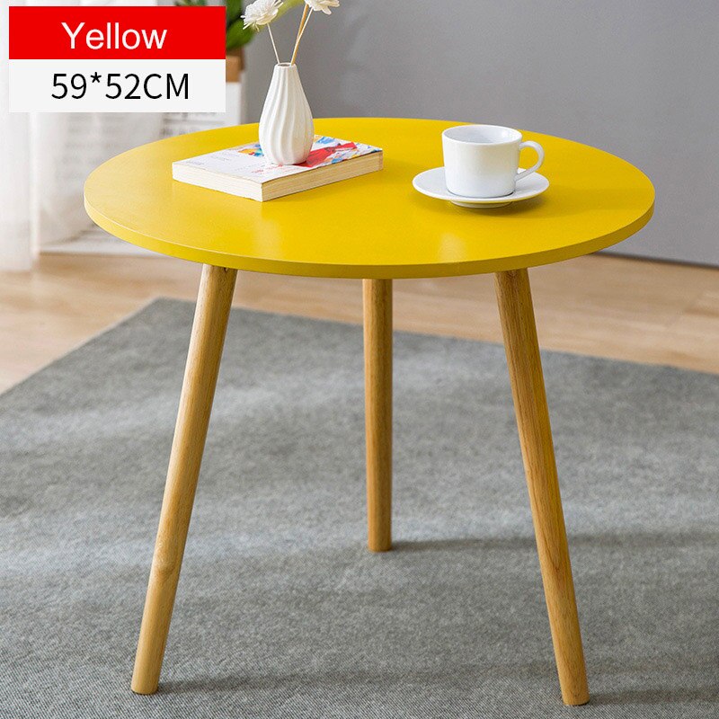 Nordic Style Solid Wood Coffee Table Living room Sofa Side Table Small Dining Table Small Tea Table Home Furniture: 59cm yellow