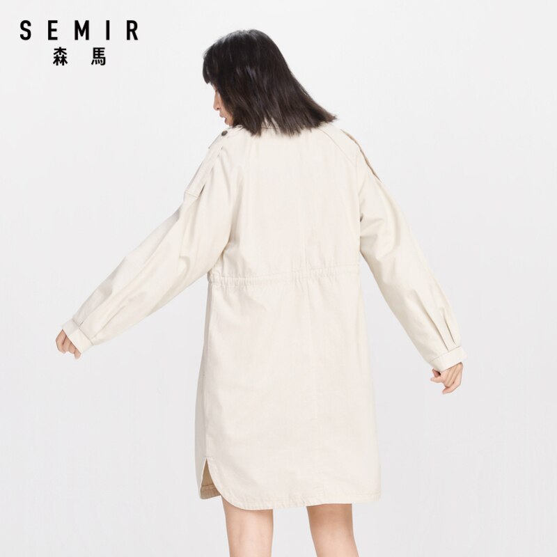 Semir Women Long Trench Coat Double-Breasted Khaki Lady Clothes Autumn Spring Outerwear trench