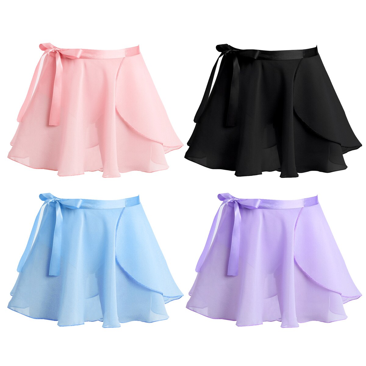 Crianças ballet dança saias chiffon bailarina dança básica clássico mini envoltório saia meninas criança desempenho traje festa tutu saia