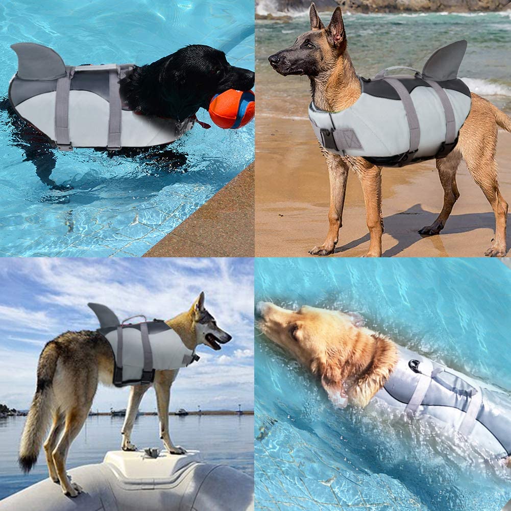Hund redningsvest ripstop hund livredder hajeveste med redningshåndtag kæledyr hund sikkerhed badedragt til swimmingpool strand sejlads