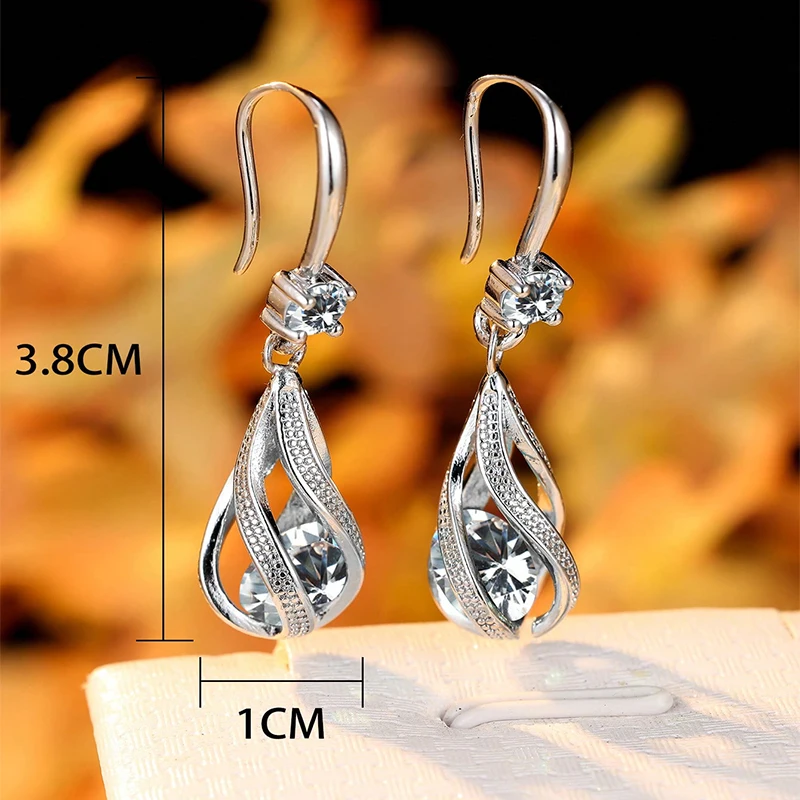 Delicado zircônia cúbica gancho clipe brincos lanterna design multi cor pedra gota brincos material de cobre chique jóias para mulher