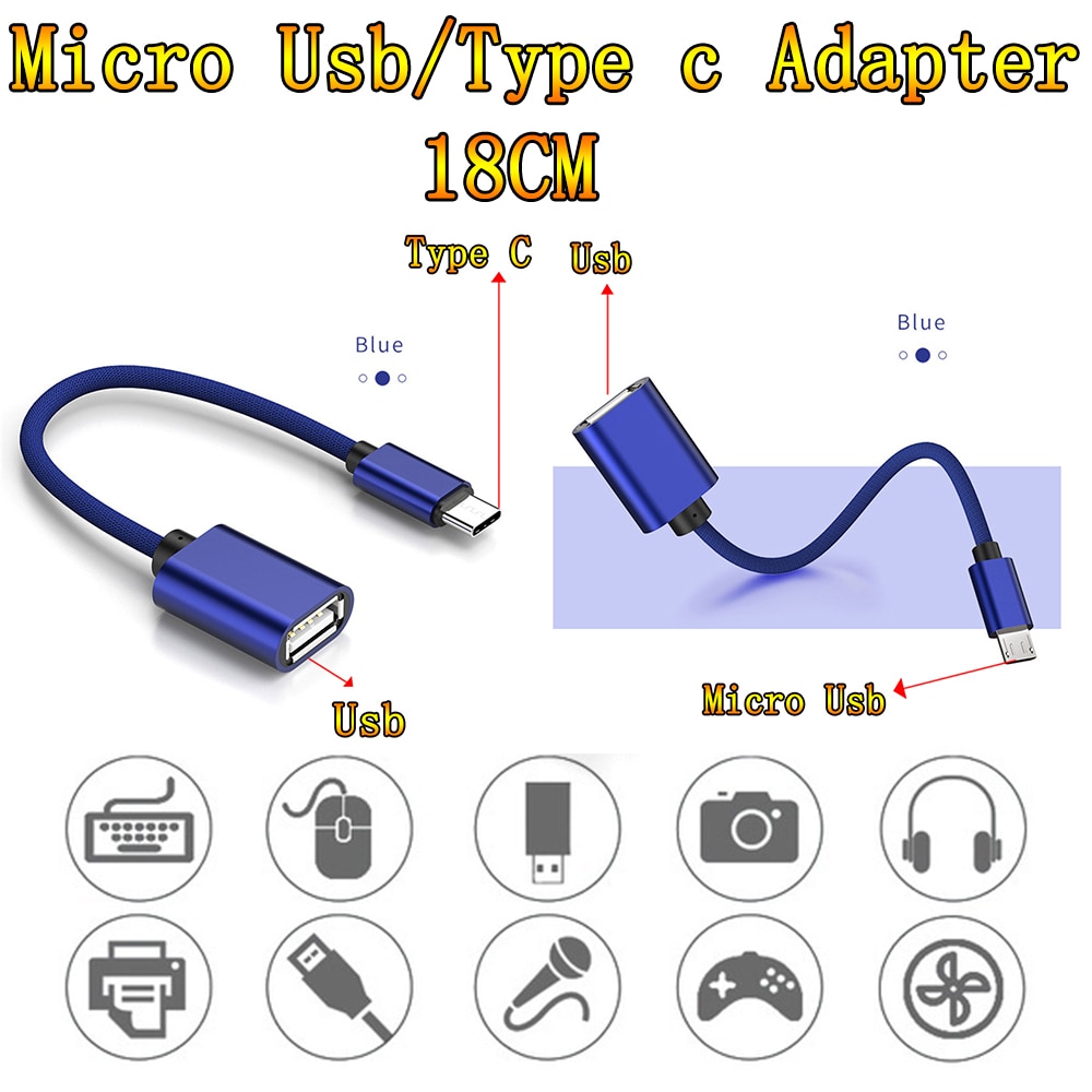 Cable adaptador USB OTG tipo C para Samsung, convertidor USB hembra a Micro USB macho para Android para IPhone, para portátil, función OTG
