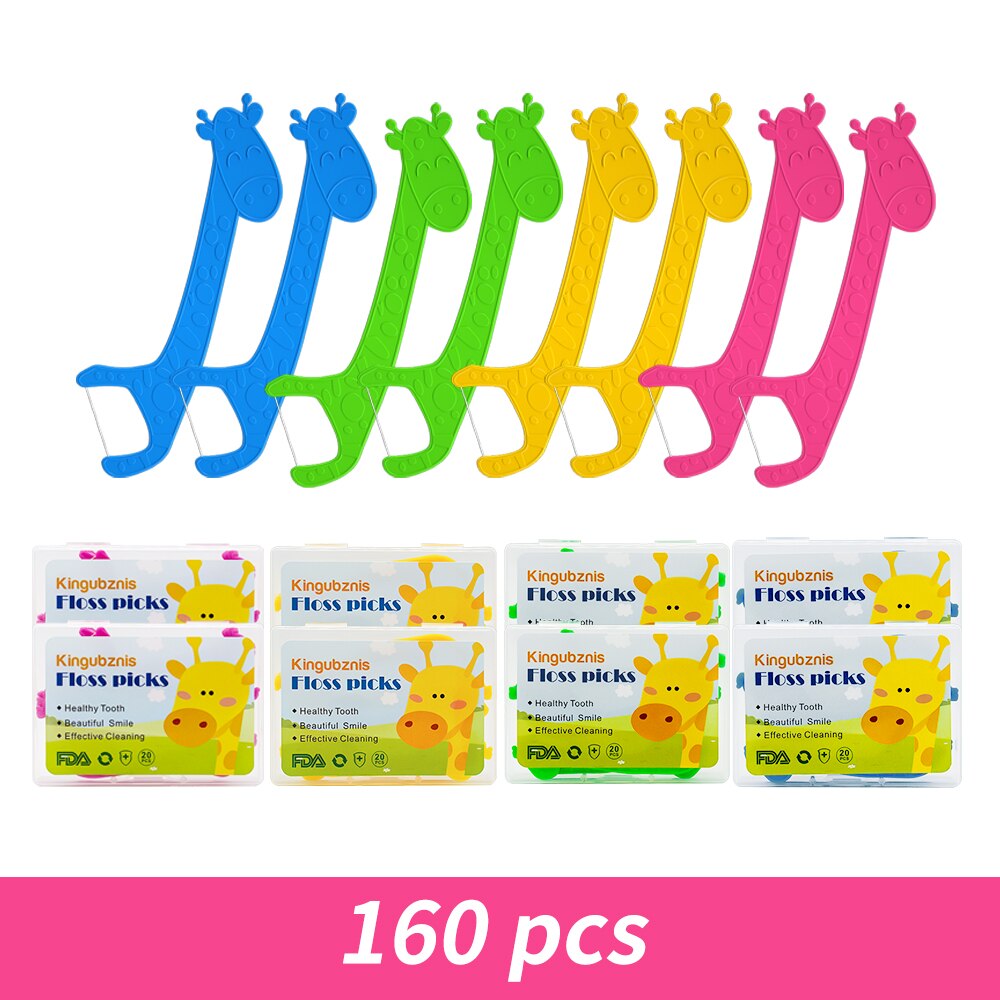 Kingubznis 160pcs Dental Floss For Children Toothpicks With Threads Kids Child Flosser Clean Between Teeth fil dentaire enfant: Default Title