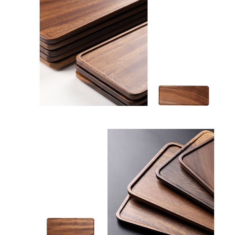 Musowood Acacia Rectangle Wooden Tea Tray Serving Table Plate Snacks Food Storage Dish for Hotel Home Serving Tray