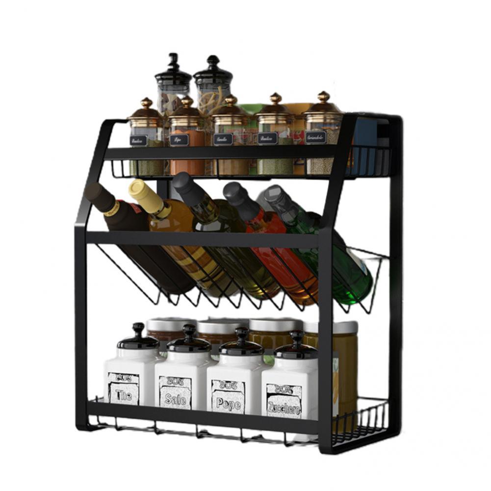 Modern Wall-mounted Spice Rack Easy to Install Seasoning Bracket Space-saving for Household