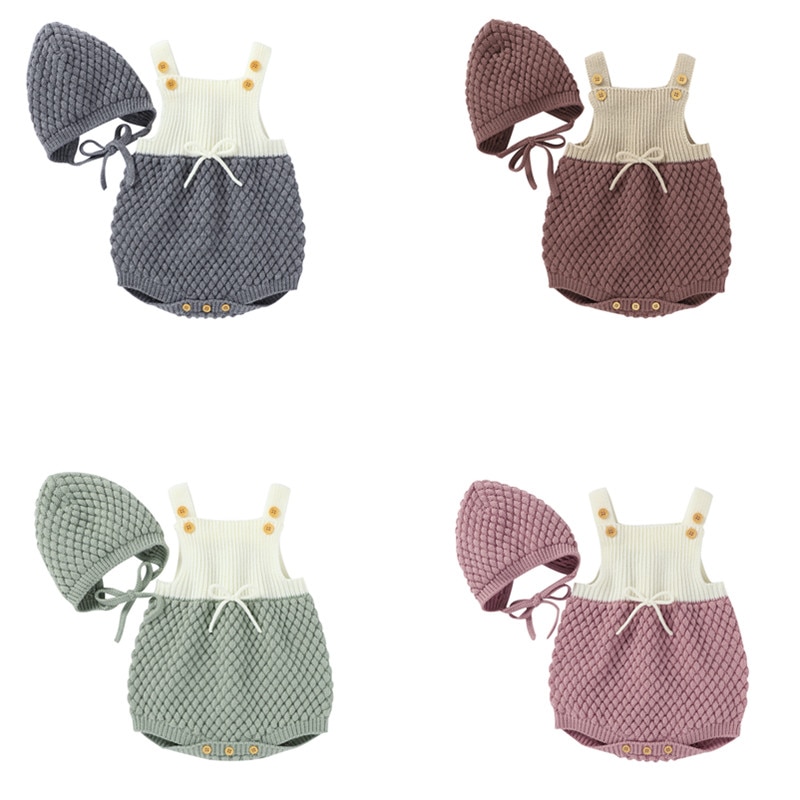 Cathery baby dreng bodysuit småbørn jumpsuit piger slik farve strikket baby tøj spædbørn drenge varme bløde overalls outfits
