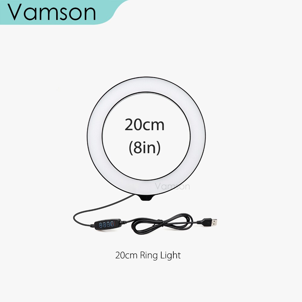 Vamson Selfie LED Anello di Luce della lampada con il Treppiedi Del Basamento Del Supporto Del Supporto Del Telefono per Streaming In Diretta/Trucco/YouTube Video Fotografia illuminazione anulare: VLS10B-VL20