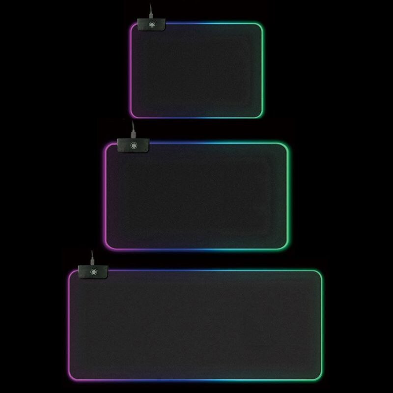 RGB Illuminate Gaming Mouse Pad 7 LED Light Modes Adjustable Mousepad Computer Laptop Desktop PC Foldable Portable Mouse Mat