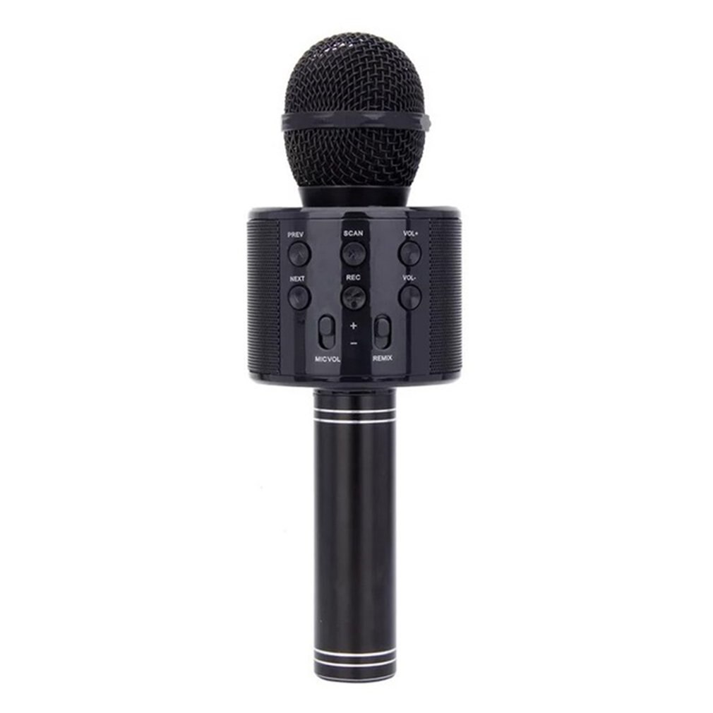 Wireless Microphone Speaker Handheld Mini Microphone Karaoke Mic Music Player Singing Recorder Microphone: black