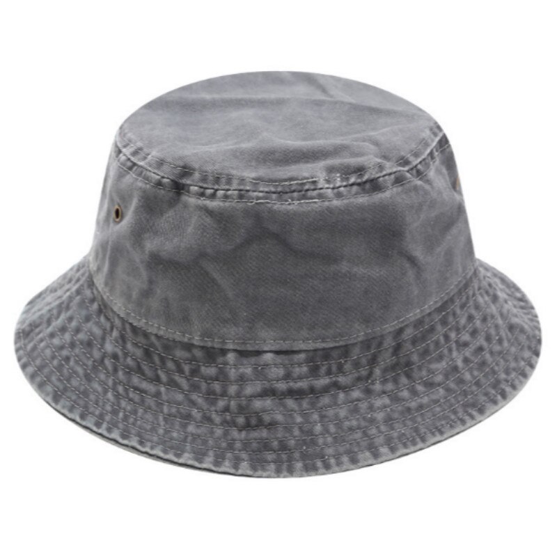 Chapéu de denim lavado vintage, chapéu em branco de jeans, boné de pesca, parte superior reta, chapéu de sol, aba larga, praia, panamá, esportes ao ar livre chapéu do sol: Cinza