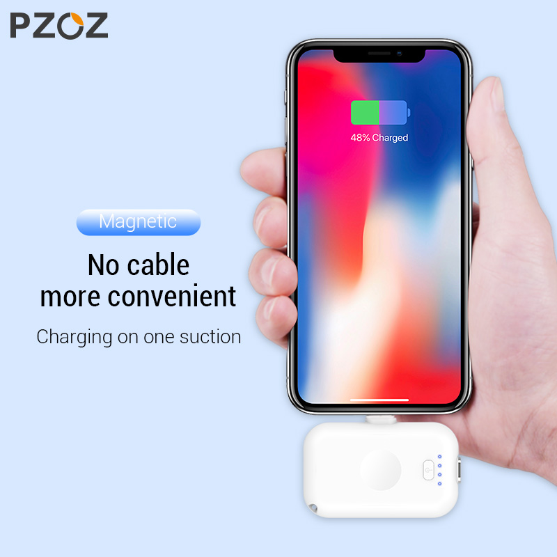 PZOZ Magnetic Power Bank For iPhone Micro USB Type C 1200mAh Mini Magnet Charger Power Bank For iPhone iPad Xiaomi Huawei Phone