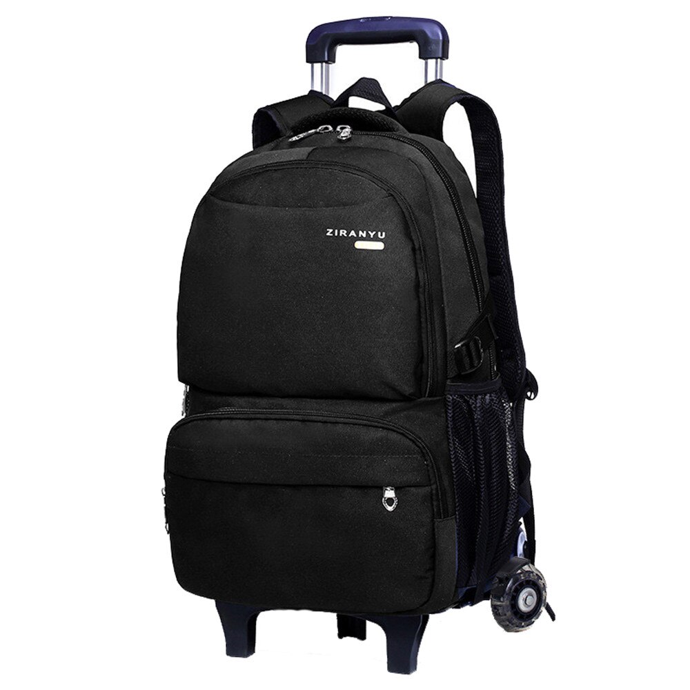 2/6 roues école voyage sac Trolley grande capacité enfants sac à dos avec chariot garçons cartable enfant à roulettes bookbag: black 2 wheels