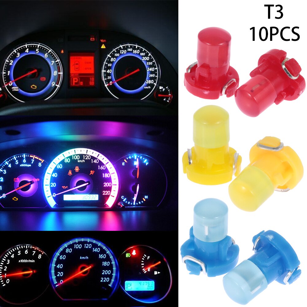 10Pcs/Lot Practical 12V T3 Dash Indicator Light Panel Bulb COB Wedge LED Instrument Dashboard Lamp Auto Interior Accessories