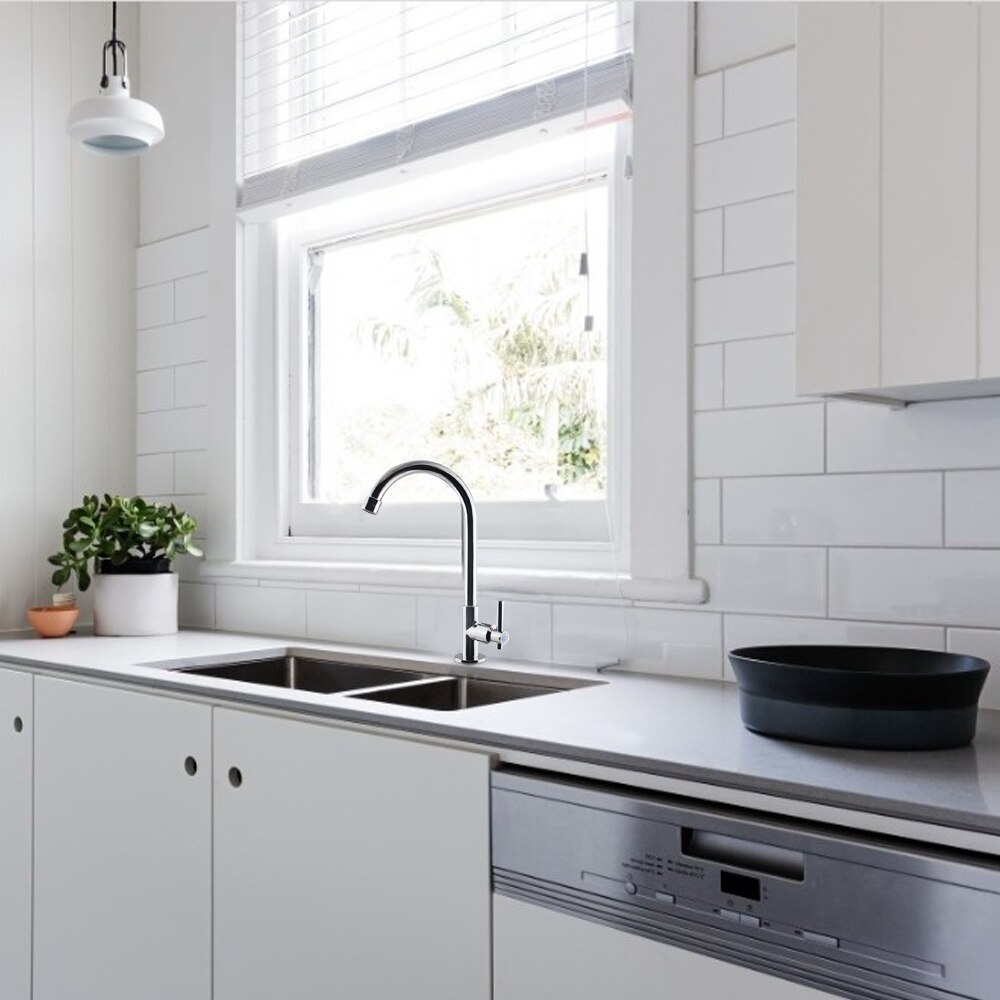 Kitchen Single Cold Faucet Kitchen Faucets Stainless Steel Kitchen copper ceramic core Single Handle Single Hole Kitchen Faucet