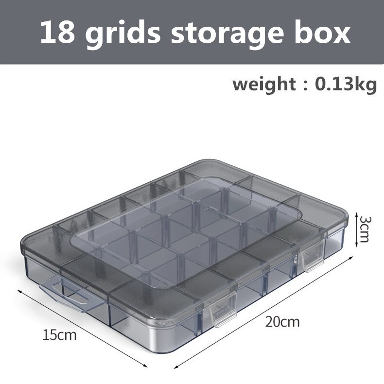 Organizer 9-24 Grids Adjustable Storage Container Compartment Plastic Storage Box Component Screw Holder Case Display Container: black