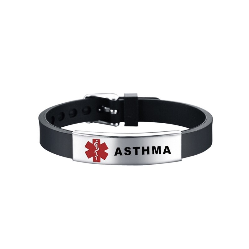 Pulsera de silicona con alerta médica para hombre y mujer, brazalete de silicona ajustable para Diabetes tipo 1, para primeros auxilios de emergencia, Color Rojo: 5