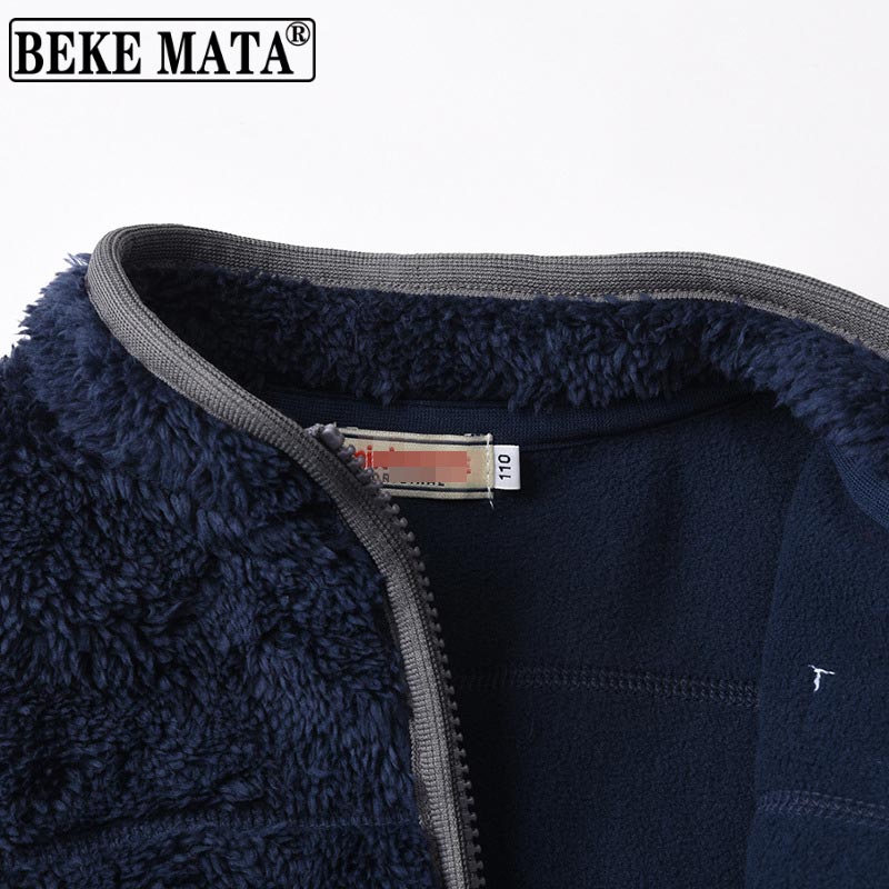 BEKE MATA gilet di lana di agnello per ragazza spessa doppio strato cerniera bambino ragazzo gilet bambini inverno senza maniche capispalla abbigliamento per bambini