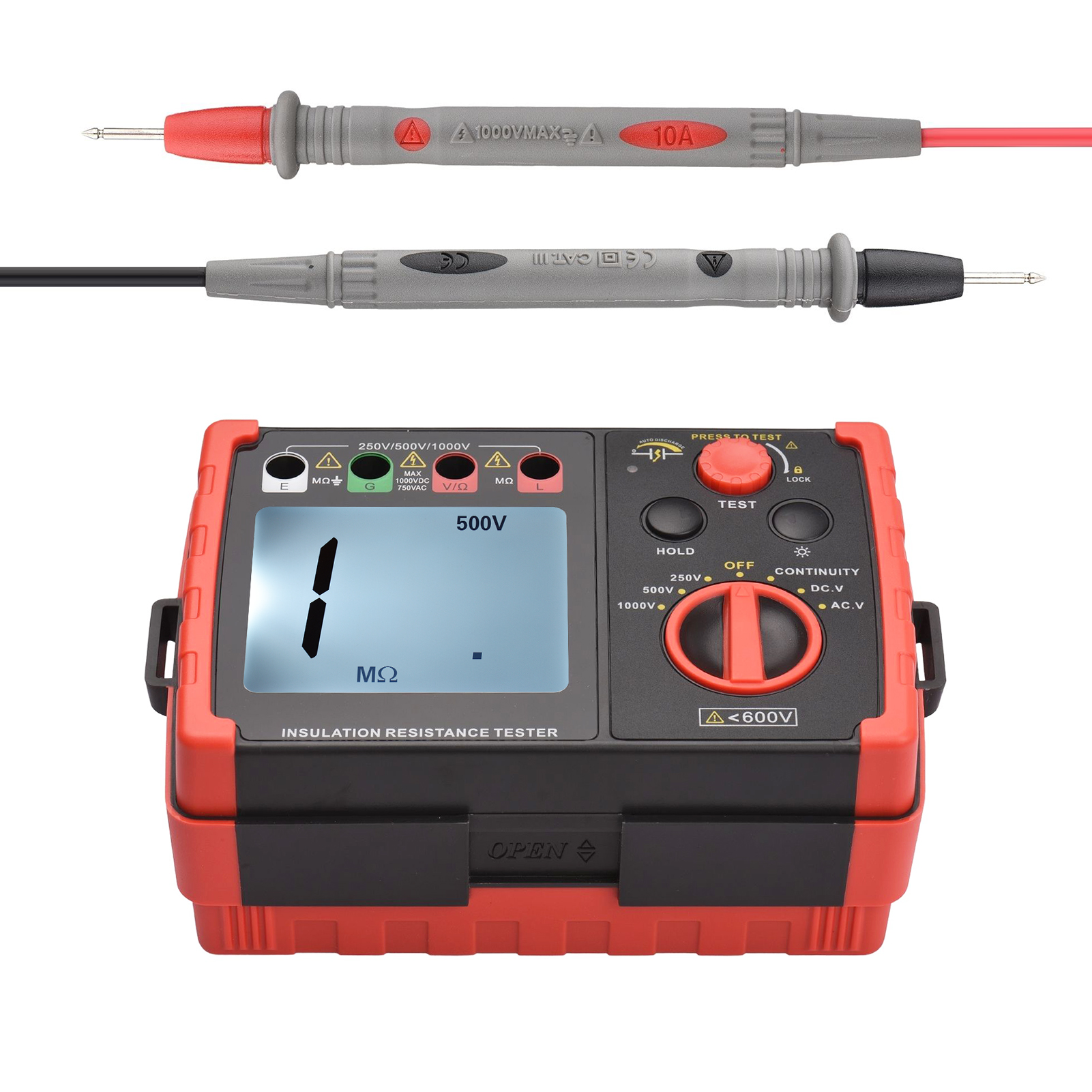 Digital Insulation Resistance Tester with LCD Backlight DC 250V/ 500V/ 1000V AC 750V Multifunction Insulation Resistance Meter