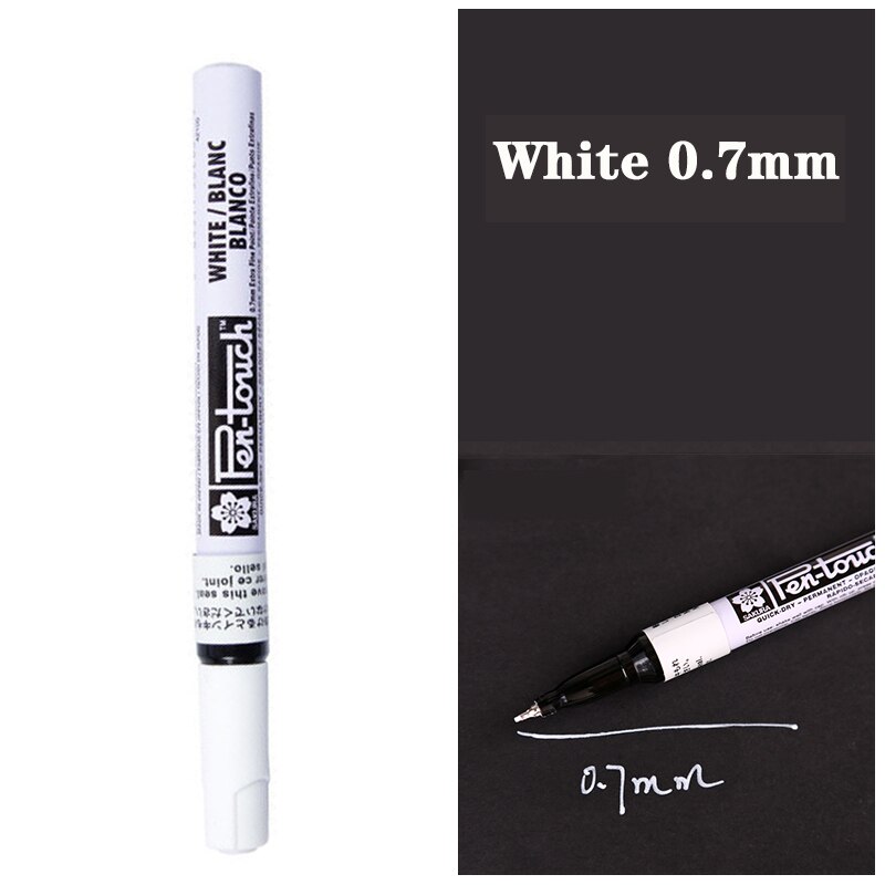 Permanente Metallic Marker Pennen Wit Zilver Goud Verf Pen Marker Voor Papier Glas Stof Cd Band Diy Markering Japanse Briefpapier: White 0.7mm