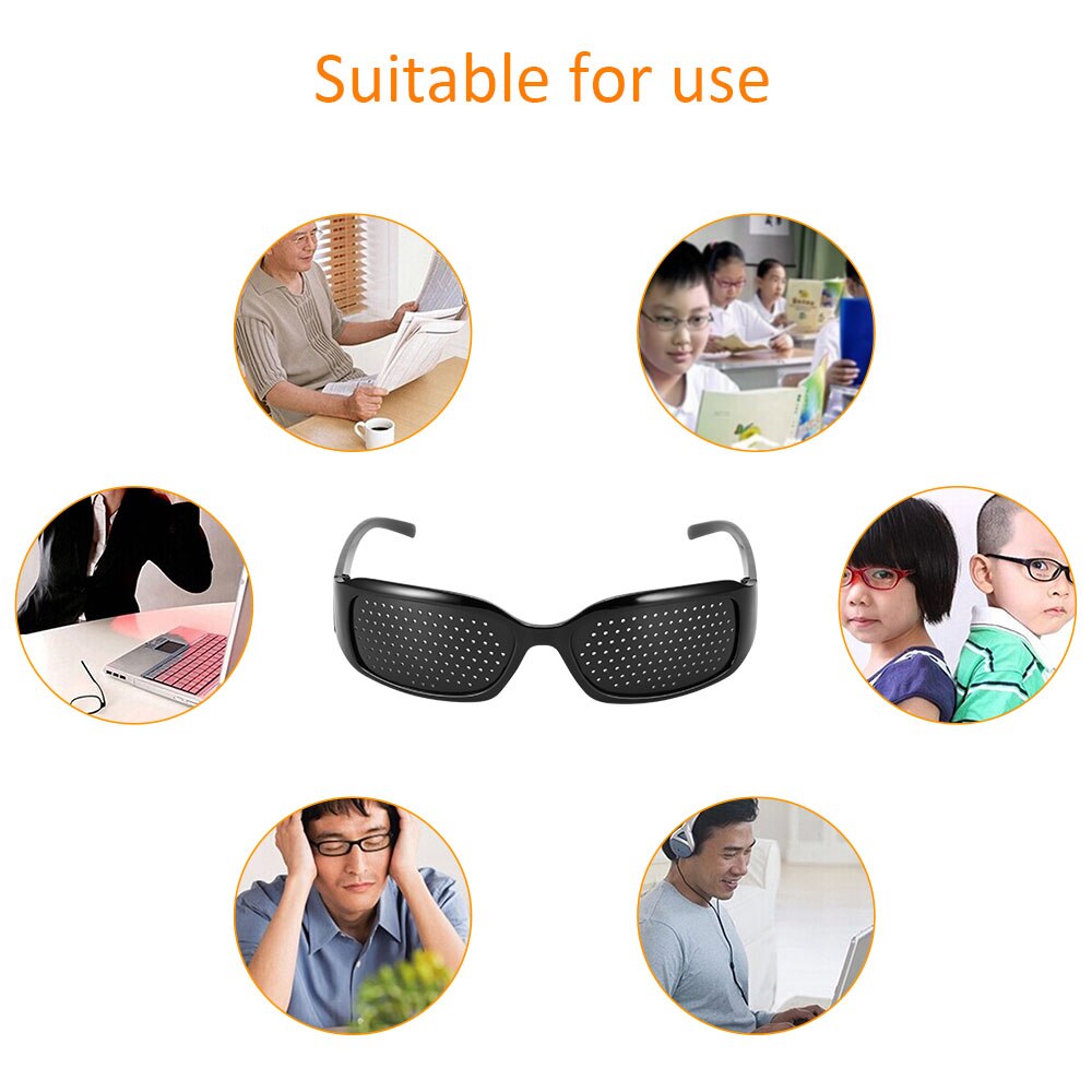 Pinhole Glasses Black Unisex Vision Care Pin Hole Eye Exercise Eyeglasses Pinhole Glasses Eyesight