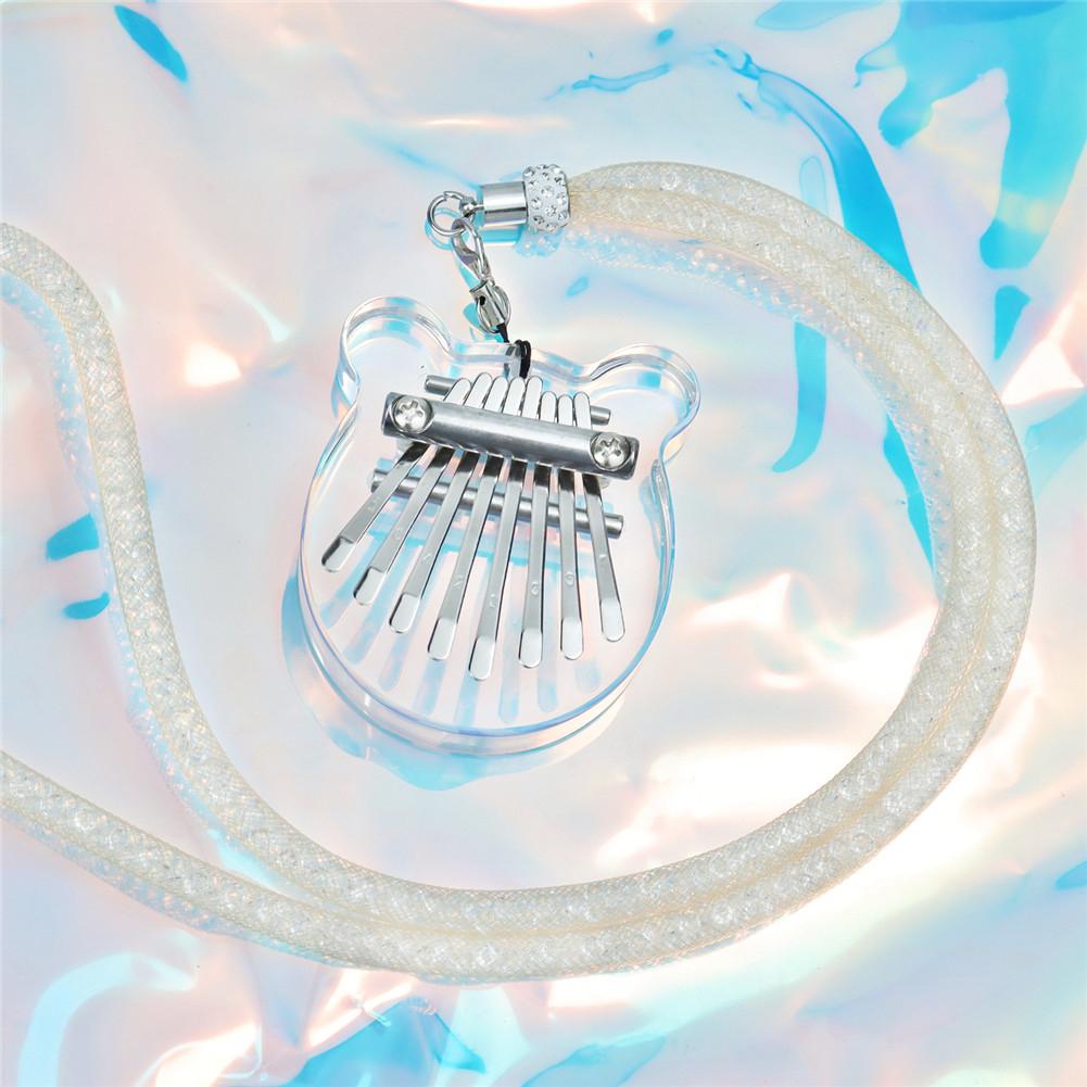 Mini portable 8-tone Acrylic Kalimba Crystal Transparent Thumb Piano with Lanyard 8 Keys Calimba Music Instrument