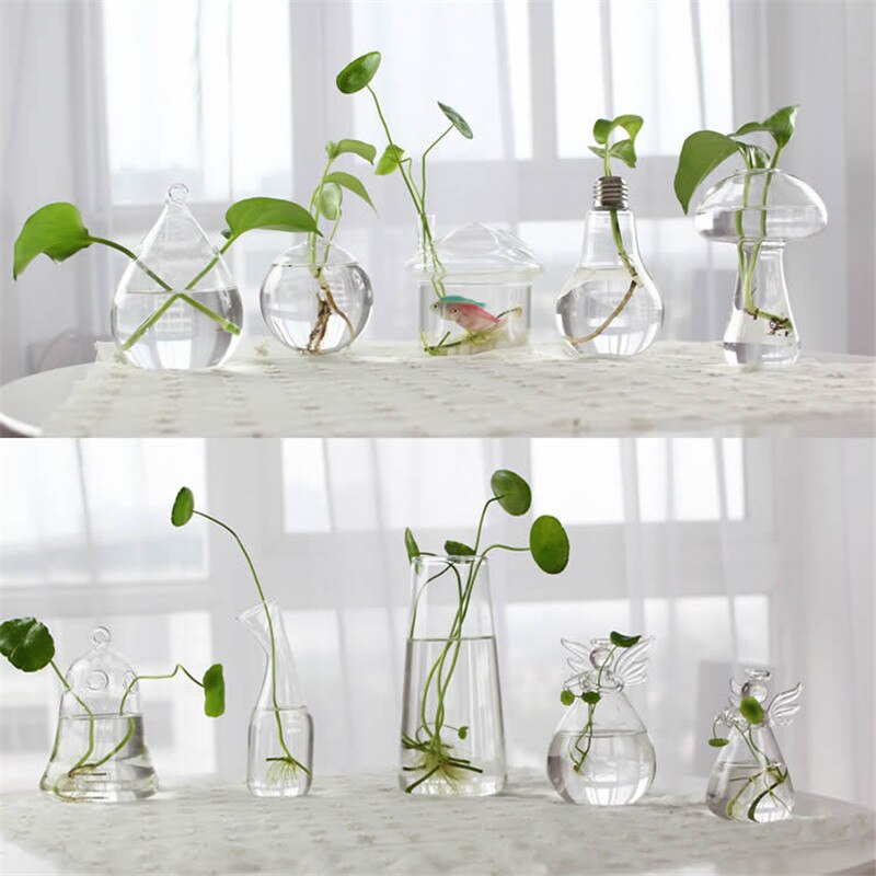 Desk Glass Flower Vase Terrarium Fish Tank Aquarium Container Transparent Flower Planter Pots Home Garden Decoration