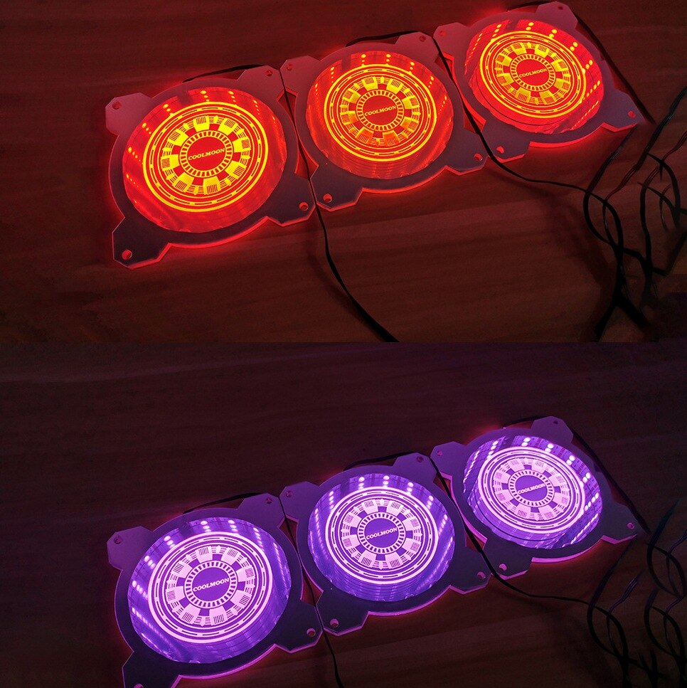 COOLMOON 3PCS Computer RGB Light Board Double-Sided Light-Emitting Chassis Decorative with IR Remote Pollution Color Lamp