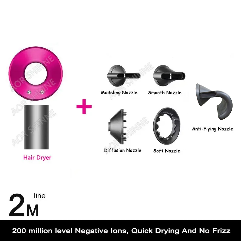 DS High Power Föhn Professionele krachtige haardroger Snelle snelle warme en koude aanpassing Ionische luchtföhn voor kapsalons: Dark Gray