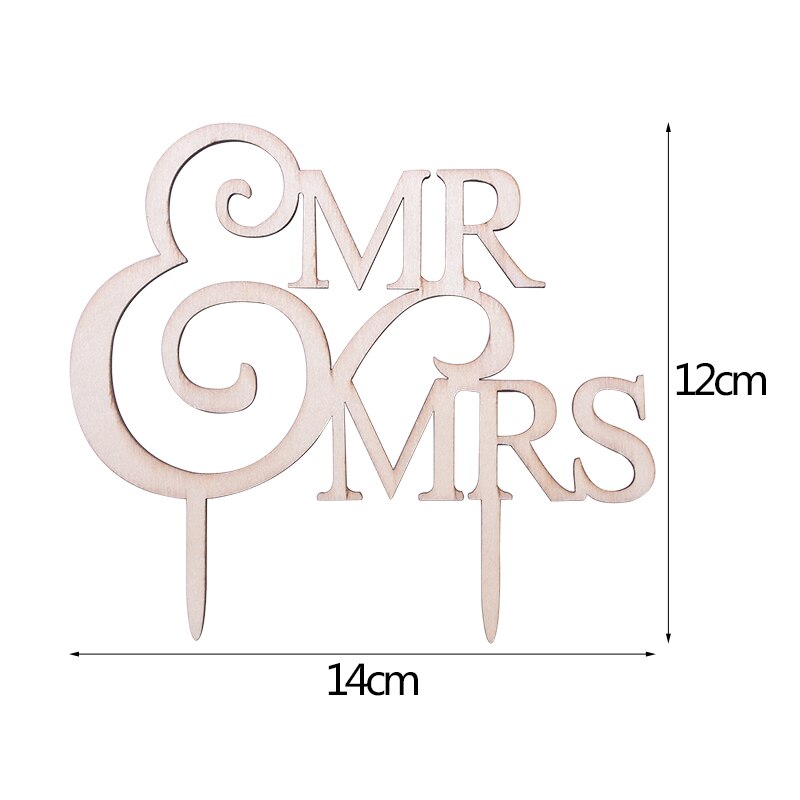 Mr&Mrs Love Just Married Wooden Letters Wedding Cake Topper Wedding Cake Decorations Engagement Party Supplies Cake Insert Cards: B06-1pcs