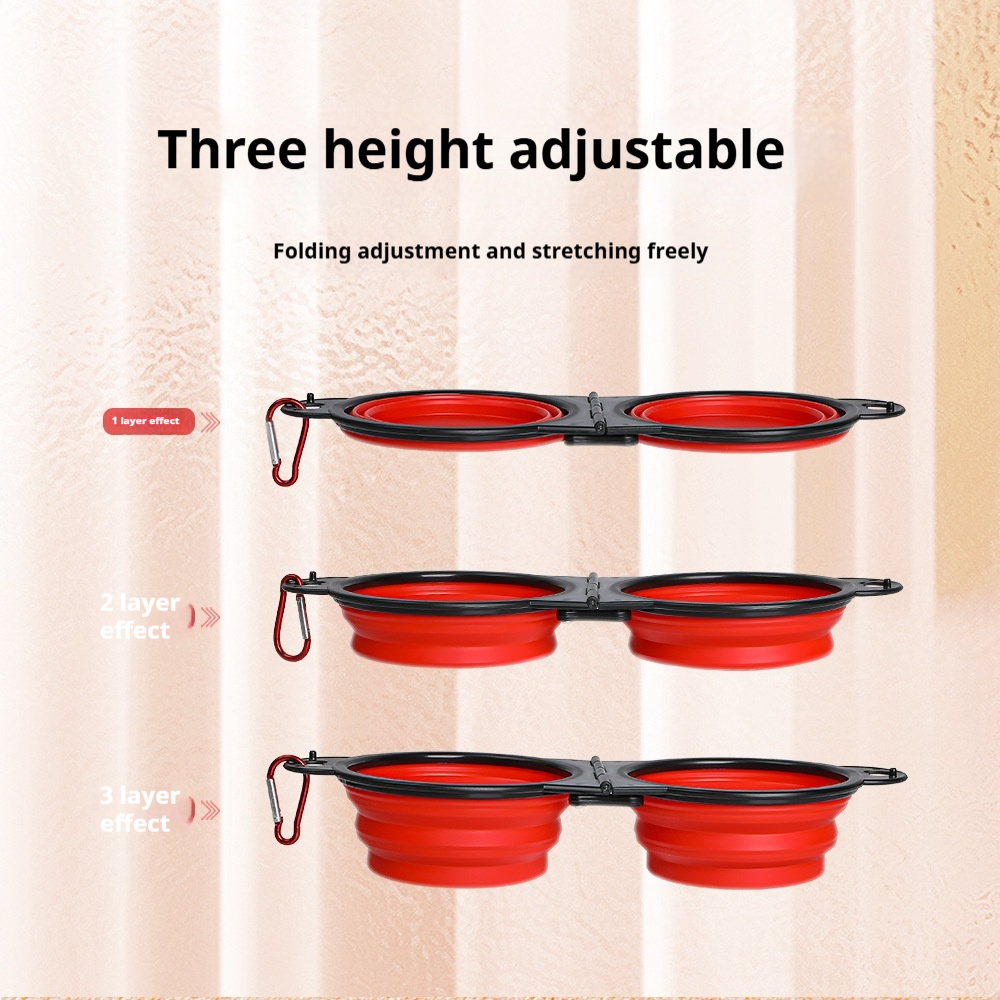 Cuenco de viaje plegable 2 en 1 para perros, cuencos dobles, cuenco plegable para comida y agua, alimentador portátil colgante para perros, producto para perros al aire libre