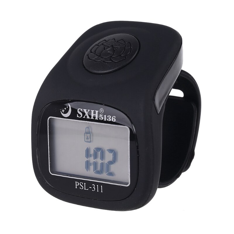 6 Digital Finger Tally Counter 8 Channels with Backlight Time Prayer Ring Counter: black