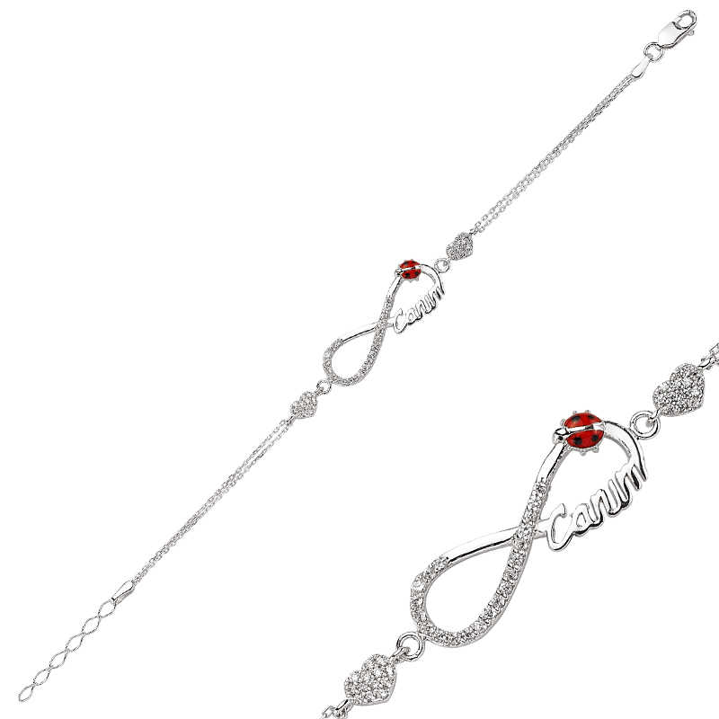 925 Sterling Silver Heart Infinity Bracelet - Chain & Link Style - Unisex