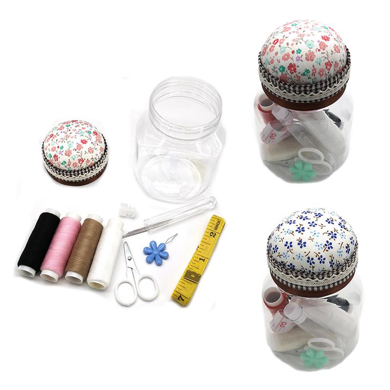 Portable Home Travel Sewing Kits Box Sewing Pattern Fabric Pincushion Needle Threader Threads Sewing Scissors Sewing Tools