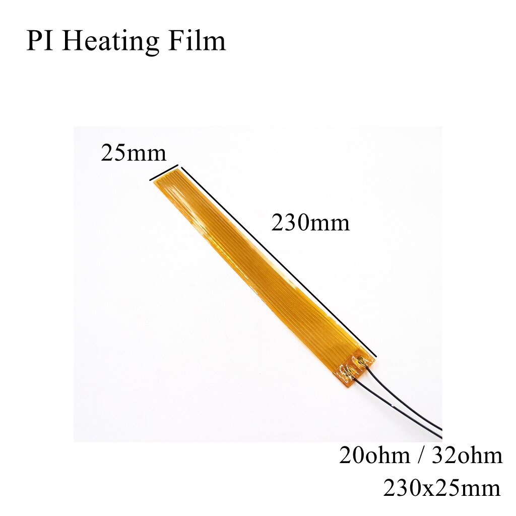 150X10Mm 5V 12V 24V 110V 220V Pi Verwarming Film Polyimide Adhesive Elektrische heater Plaat Panel Pad Mat Brandstof Folie Olie Motor Tank: 230x25mm