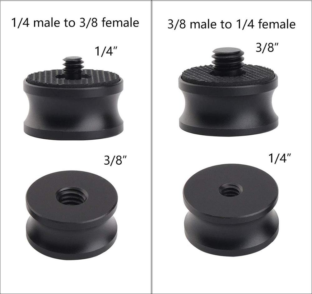 Camera Tripod Screw Adapter 2 PCS Pack, 1/4-20 (Female) to 3/8-16(Male) + 3/8-16(Female) to 1/4-20(Male) Screw Pack, Aluminium B