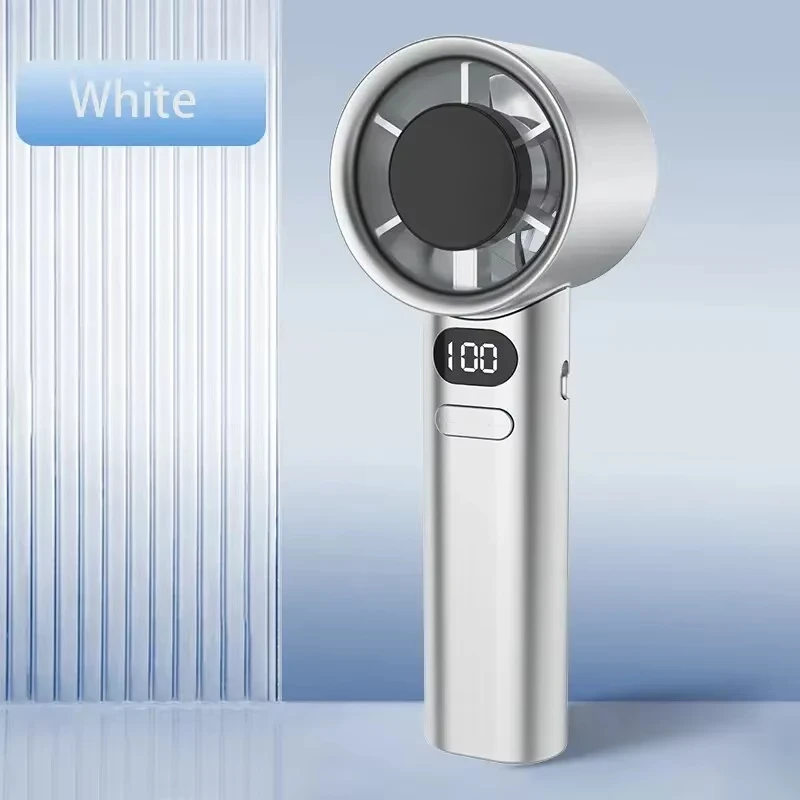 Ventilador de mano de 120 engranajes, miniventiladores de mano sin aspas portátiles de 120 velocidades de viento, ventilador eléctrico USB recargable para oficina: Blanco
