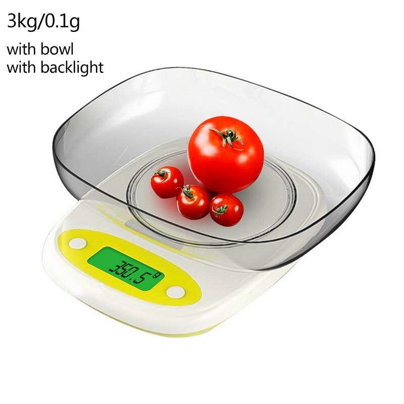 7kg/3kg 0.1/1g Kitchen Scale High Precision Mini LCD Digital Display Scale Gram Weighing Jewelry Food Measure Scale With Bowl: 3kg-0.1g bowl light