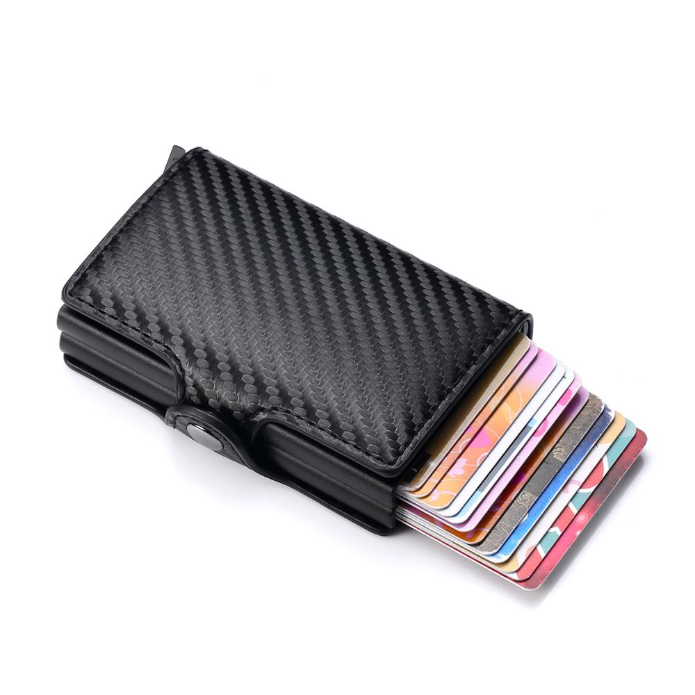 Unisex Metal Blocking RFID Wallet ID Card Case Aluminium Travel PurseWallet Business Credit Card Holder Wallet: Carbon Black 9768