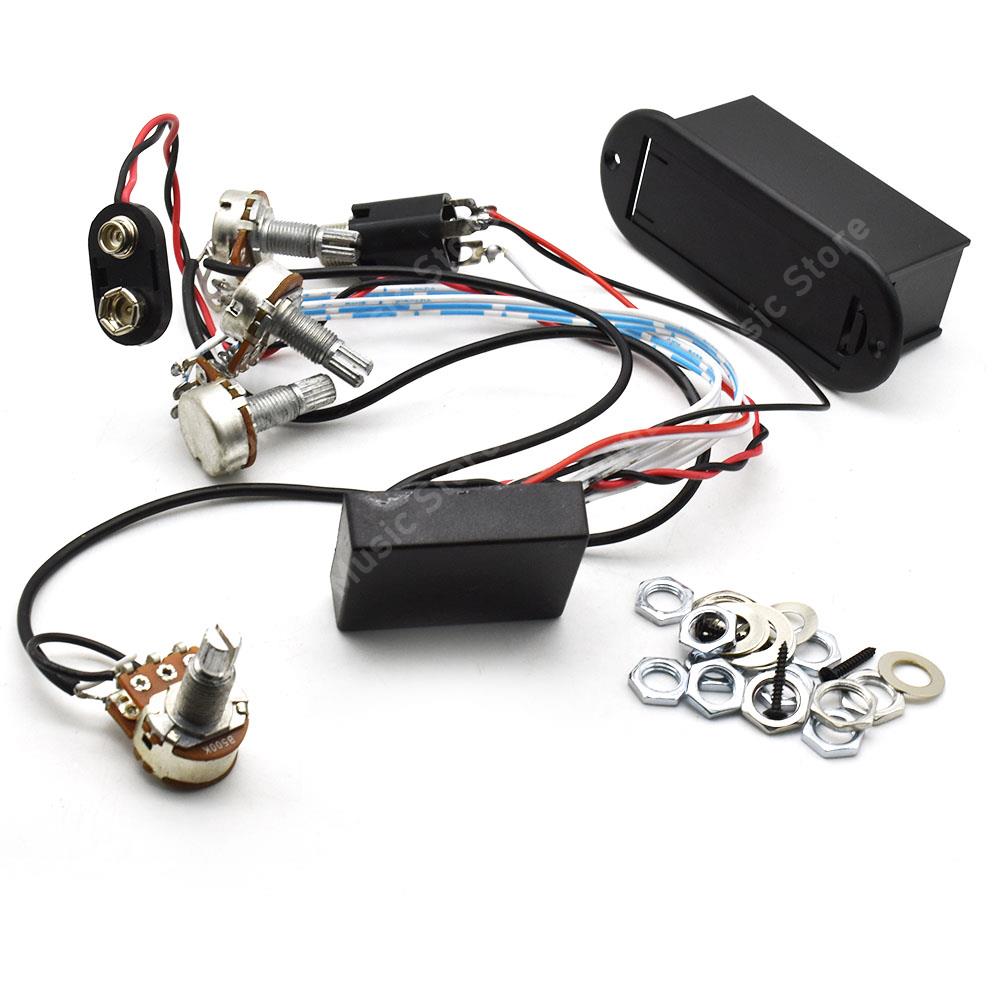 3 Band EQ Preamp Circuit Guitar Dual Potentiometer for Active Bass Guitar Pickup 5 Control Knobs Guitar Pickup Control System