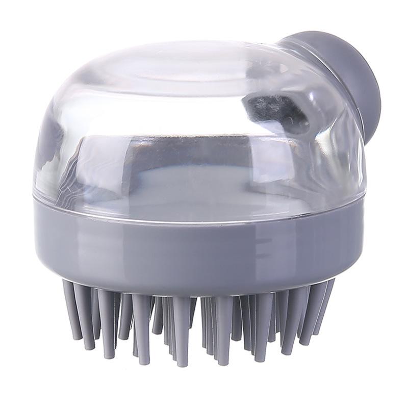 Body Scalp Massage Borstel Siliconen Shampoo Borstel Haar Wassen Kam Toevoegen Vloeibare Shampoo Borstel Siliconen Lichaam Scrubber Massage Borstel: GRIJS