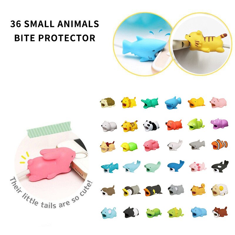 cute animal phone cord protector Earphone pendant USB charger cable clips tiger cat Clownfish Polar bear quick