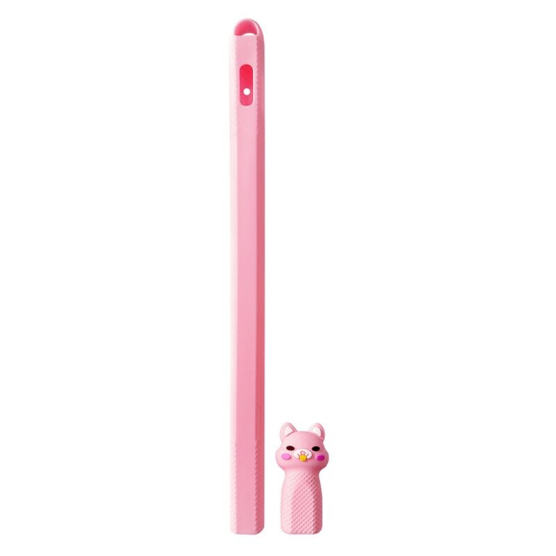 1Set Carino Modello Animale Supporto Della Penna Cassa Molle Del Silicone di Protezione Del Sacchetto Della Protezione Della Copertura Della Pelle per Apple Matita 2nd X6HA: Colore rosa