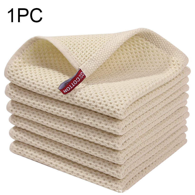 Toalha de algodão macia absorvente pano de prato cozinha favo de mel toalha de lavagem de rosto respirável pano de limpeza doméstica pano de lavagem: Azul / 3pcs